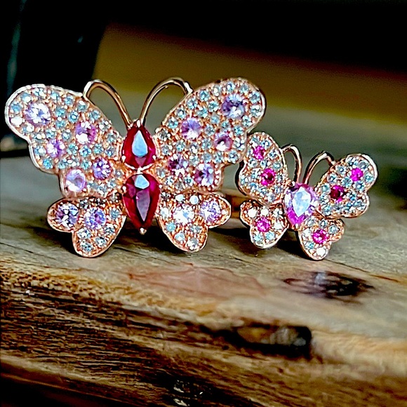 Effy ruby sapphire and diamond butterfly ring - Picture 13 of 14